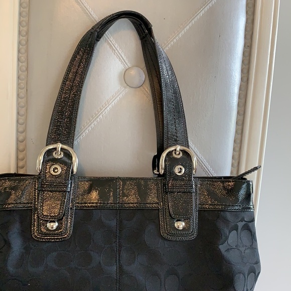 Coach Monogram Shoulder Tote bag signature black - Picture 6 of 16